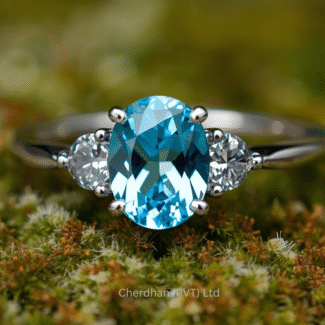 Three Stone Blue Topaz Ring
