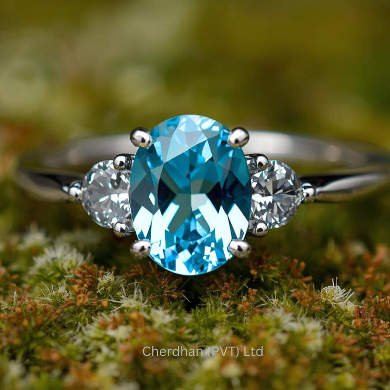Three Stone Blue Topaz Ring