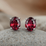 Classic red garnet stud earrings perfect jewelry gift