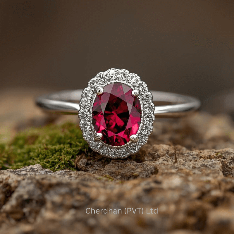 Natural Red Garnet 3 Carat Halo Ring – Perfect Anniversary Gift