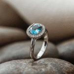 Oval Blue Topaz Ring set in 925 Silver, detailed jewelry photo 💍 Handcrafted – Buy Now