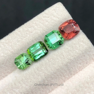 High-quality 4-carat red Tourmaline gemstone, SI clarity, untreated, cushion and emerald cut, perfect for rings, pendants, and earrings