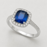 Cushion Cut Blue Spinel Halo Ring