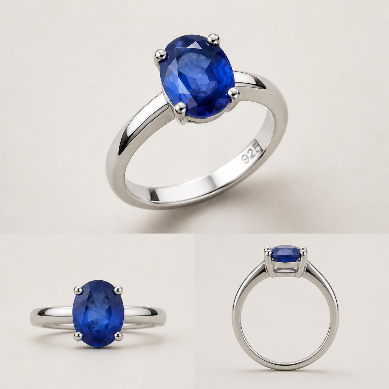 Four-Prong Setting Oval Ceylon Blue Sapphire Ring Four-Prong Setting Oval Ceylon Blue Sapphire Ring